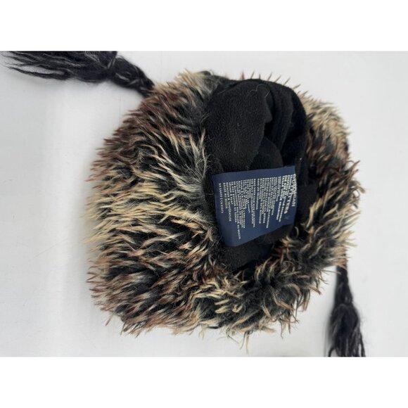 American Eagle Outfitters Trapper Hat With Faux Fur & Pom Pom Black/Gray Wool/Al - Picture 3 of 11
